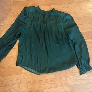 LOFT Emerald Green Ruffle Blouse